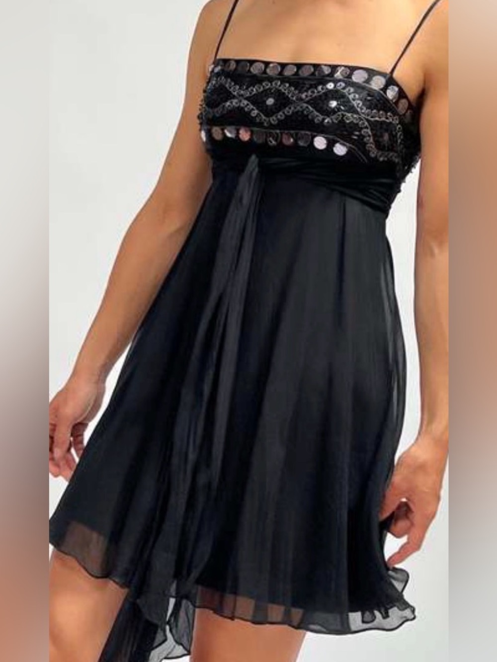 Y2K Black Embellished Mini Dress Like New. BCBGMAXAZRIA
